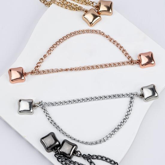 1 пара многофункциональных магнитных зажимов для одежды с цепочкой, многоцелевая брошь без штифта, металлические пуговицы, зажим для одежды, шали, шарфа, брюк, манжет, магнит