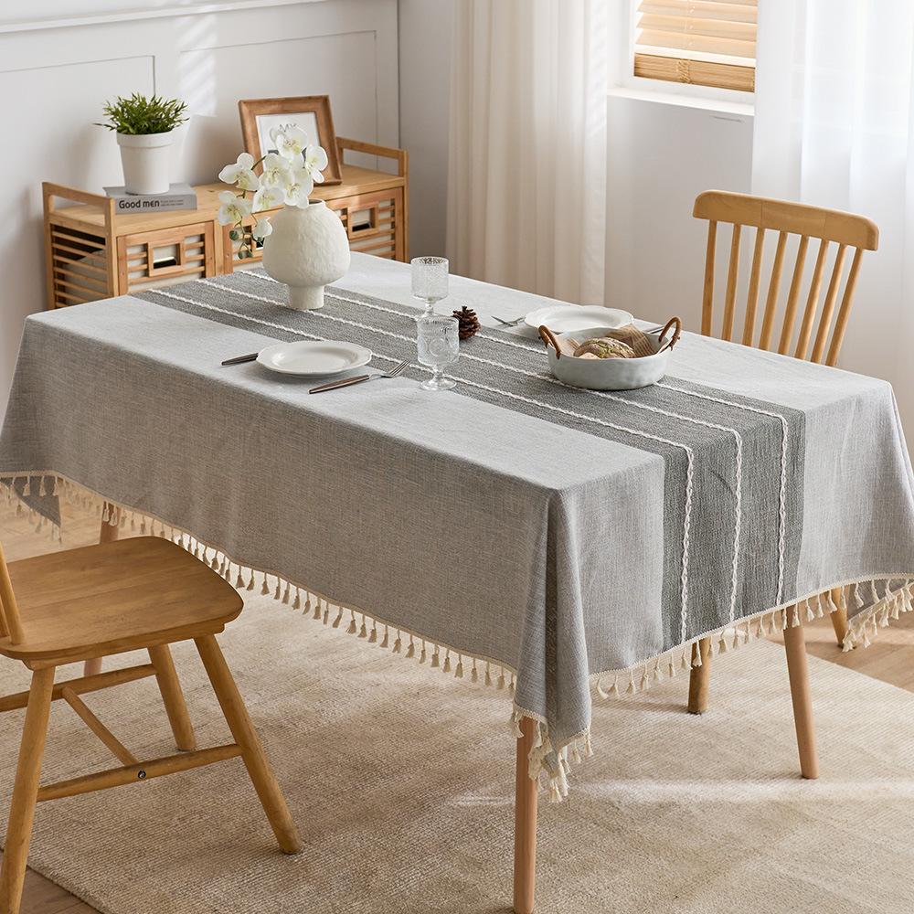 Waterproof Jacquard Tablecloth, Cotton Linen Tassels, Coffee Table Decoration, Table Fabric, Rectangular Fabric Tablecloth