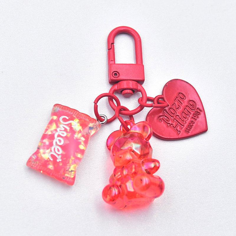 Брелок в виде мультяшного сердечка с медведем в виде животного, конфеты, брелок для ключей для друзей, влюбленных, милая креативная сумка, автомобильная коробка для наушников, аксессуары для ключей