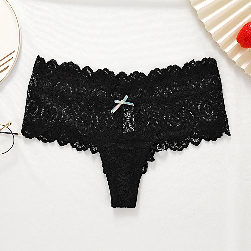 Women Middle Waist Lace Panties Boxer T-back Thongs Ladies G-String Underpants