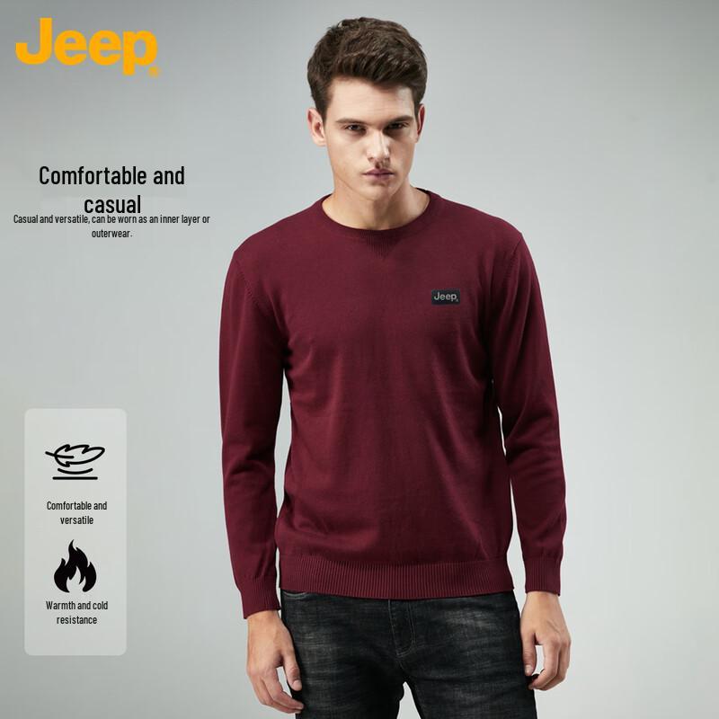 Jeep Мужской свитер с круглым вырезом на флисовой подкладке