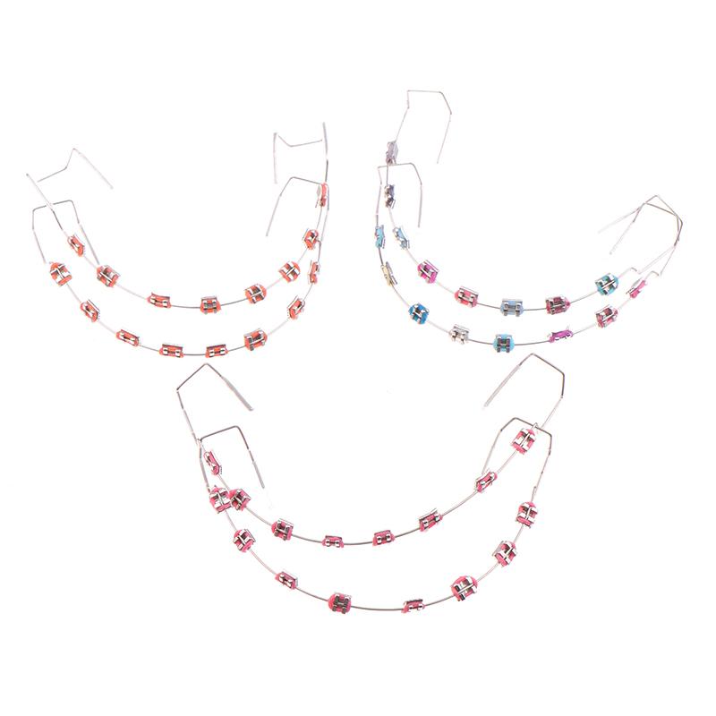 1 пара цветных временных украшений для зубов с металлической проволокой, металлическими скобками и ортодонтической лигатурой, украшения для зубов