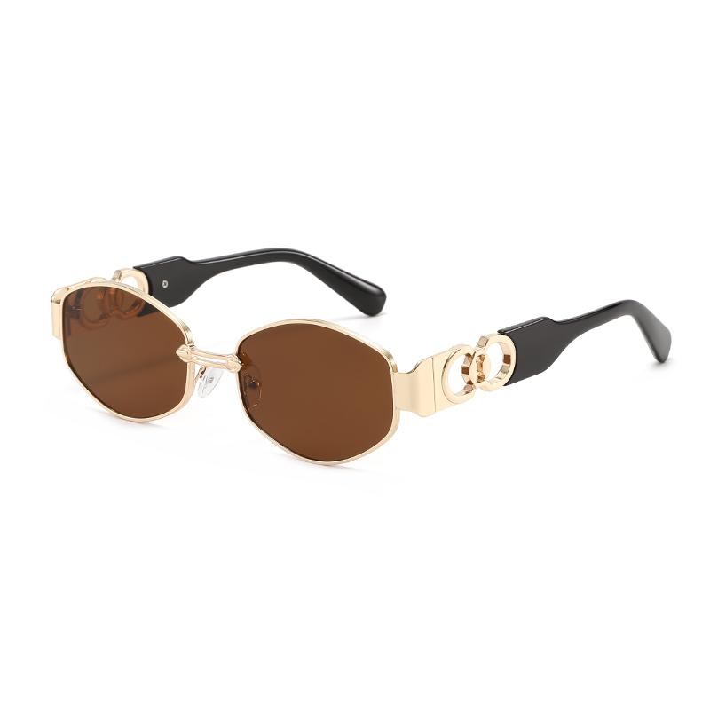 Retro Metal Oval Glasses for Men and Women Fashion High-end Trend Sun Protection Sunshade Outdoor Sunscreen Eyewear