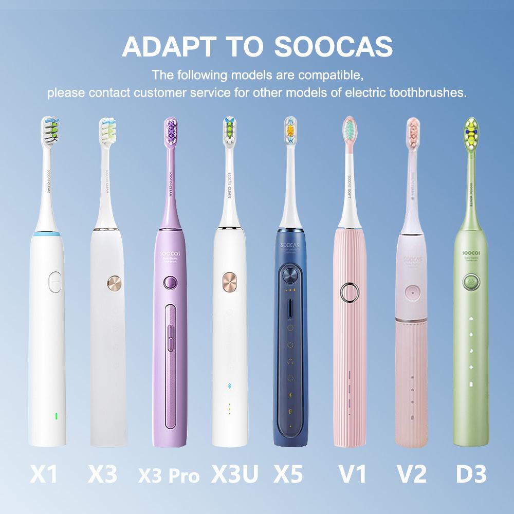6 шт. насадок для щеток SOOCAS X3/X3 Pro/X1/V1/V2/D3/X3U/X5 с мягкой щетиной DuPont, в вакуумной упаковке