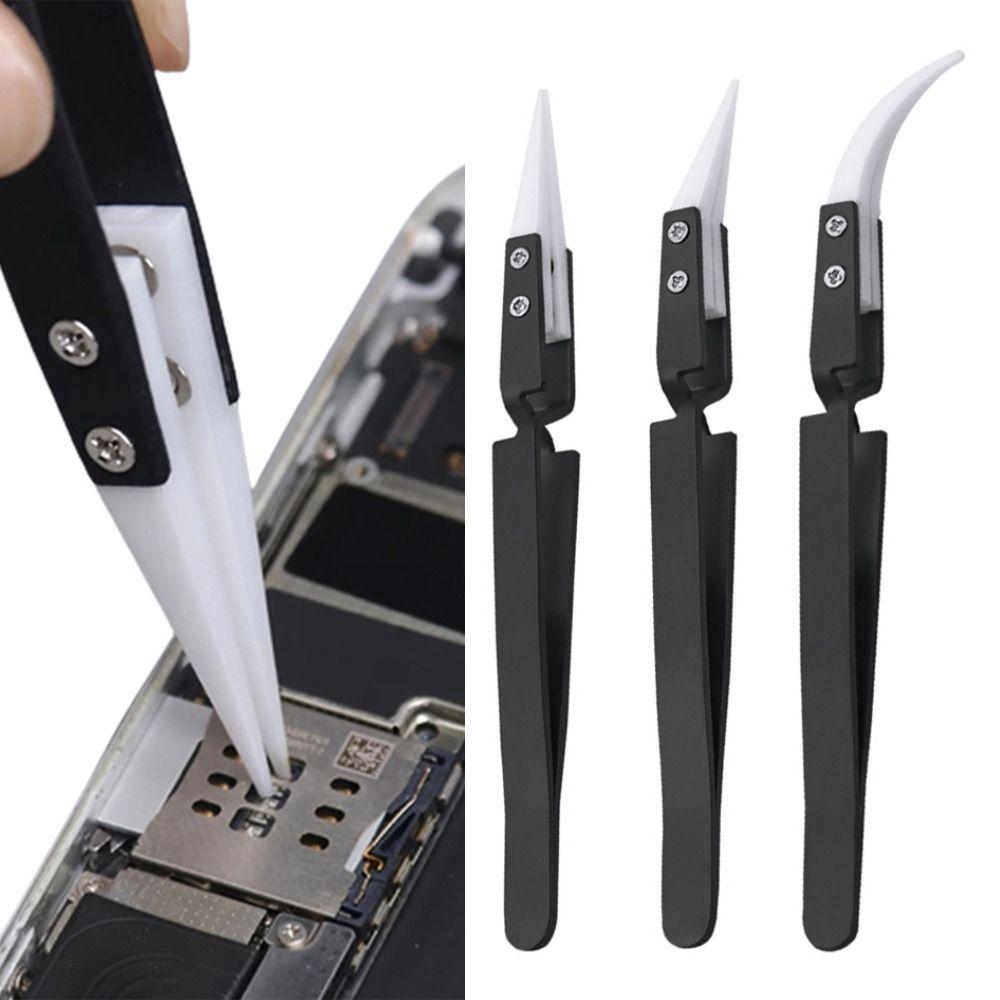 Little Curved/Big Curved/Straight Tip Ceramic Tips Tweezers Electronics Soldering
