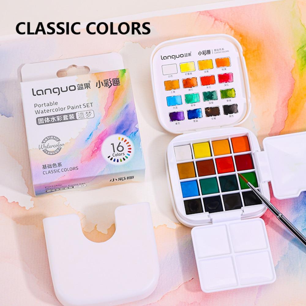 16 Colors Watercolor Sets Mini Painting Pigments for Art Drawing Sketching
