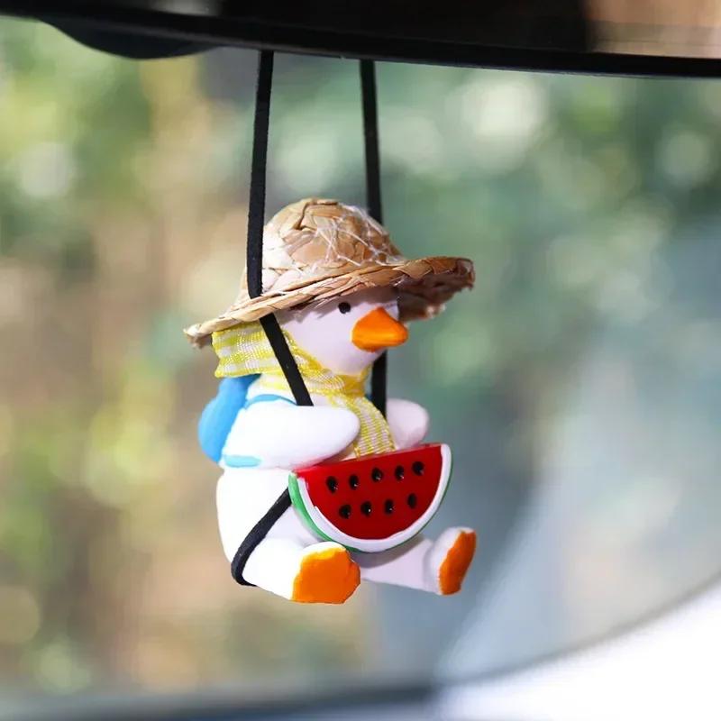Cute Car Interior Duck Anime Decoration Gypsum Auto Rearview Mirror Pendant for Swing Car Decoration Accessories Dropship