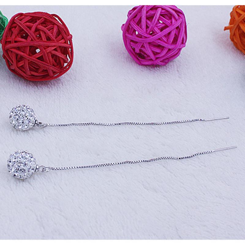 Womens Korean Fashion Elegant 925 Silver Plated Anti-allergy Simple Ear Line Long Stud Earrings Female Ear Jewelry Xmas Gift