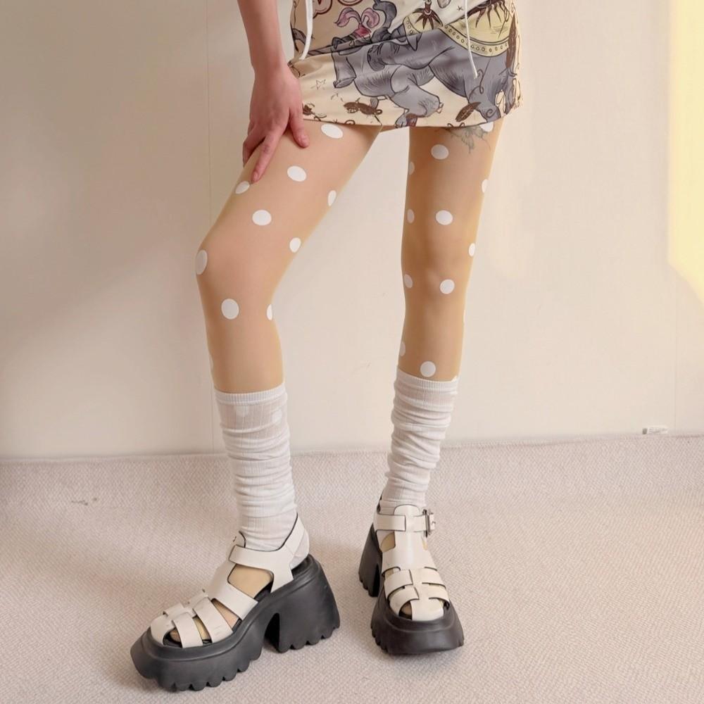 Elastic Polka Dot Stockings Seamless Y2K Retro Silk Stockings Large Dot Pantyhose  Spicy Girl