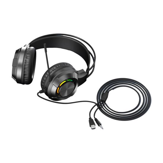 Шумоподавляющие наушники с амбушюрами из пены с эффектом памяти. Универсальная легкая игровая проводная гарнитура с объемным звуком и микрофоном.