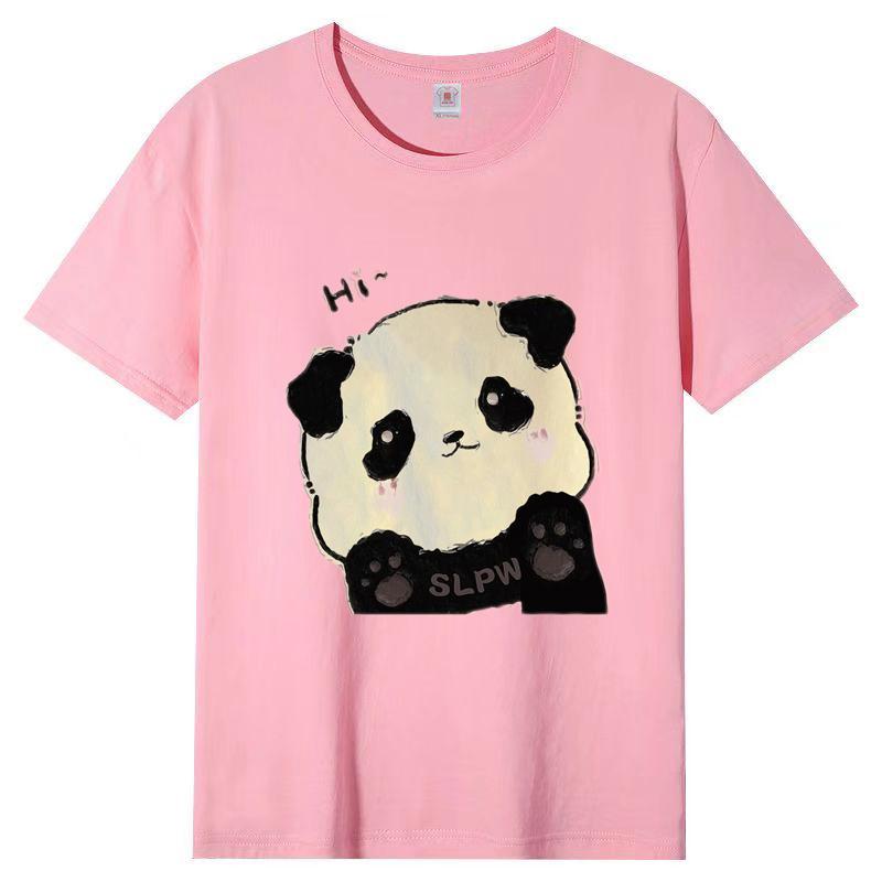 Summer Ladies Cute Cat Printed Cotton Breathable Style T-Shirt Short Sleeve
