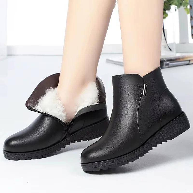 3.5cm Fashion 2025 Comfortable All Match Flat Platform Shoes Short Boots for Women Snow Ankle Boots for Mom Office