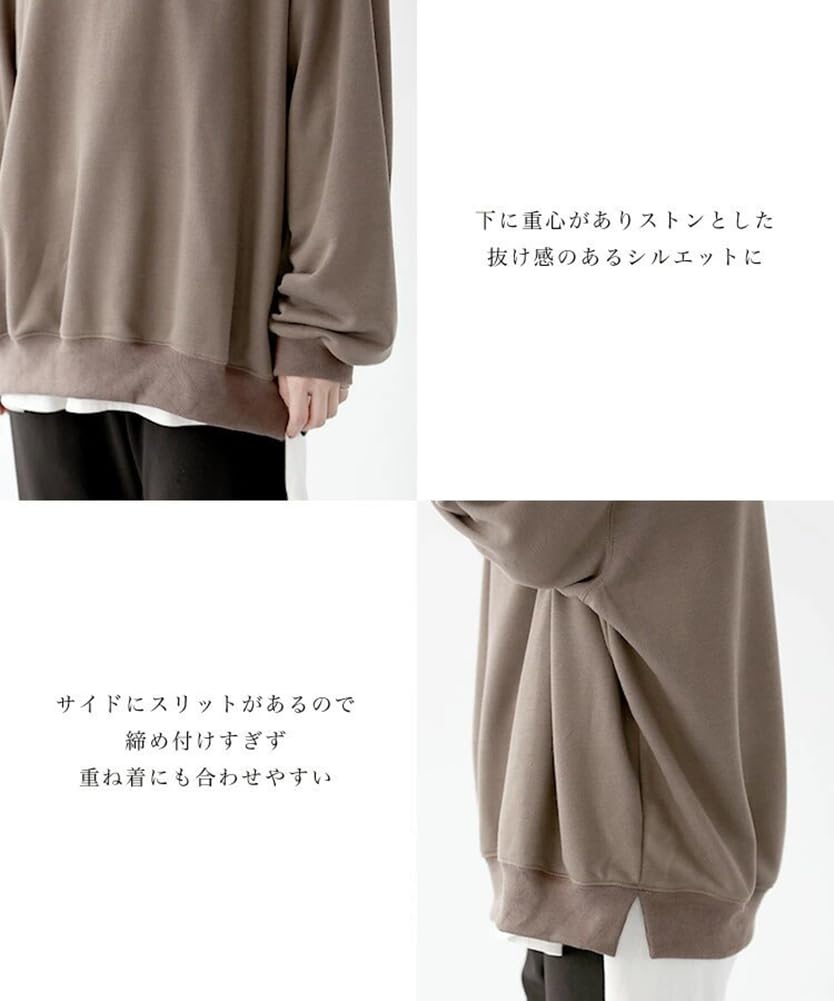 TASOGARA High Loose Stylish Solid Layered Women's Fleece-Lined Hoodie, Neck, Fit, Sweatshirt, Color, Look, Warm, Casual, Figure-Flattering,