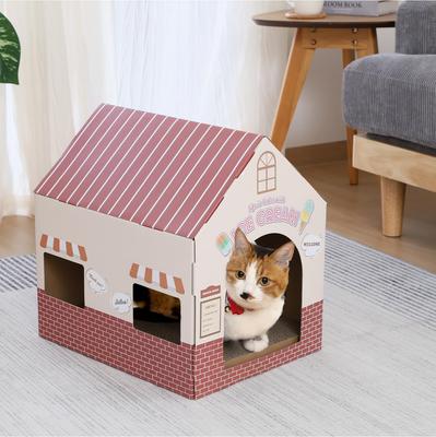 Fuji Boeki Милая когтеточка для кошек, Картонный домик, 37 см шириной x 30 см глубиной x 38 см высотой, Грузоподъемность, Номер продукта 49194