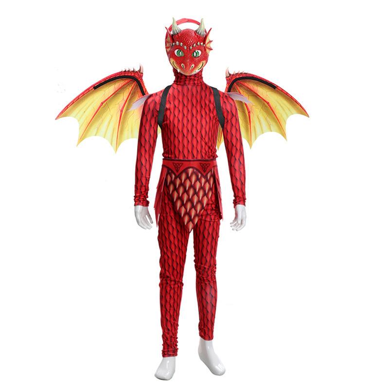 Halloween New Children'S Dinosaur Wing Cosplay Outfit Party Cool Dinosaur Mask Wing Two-Piece Set