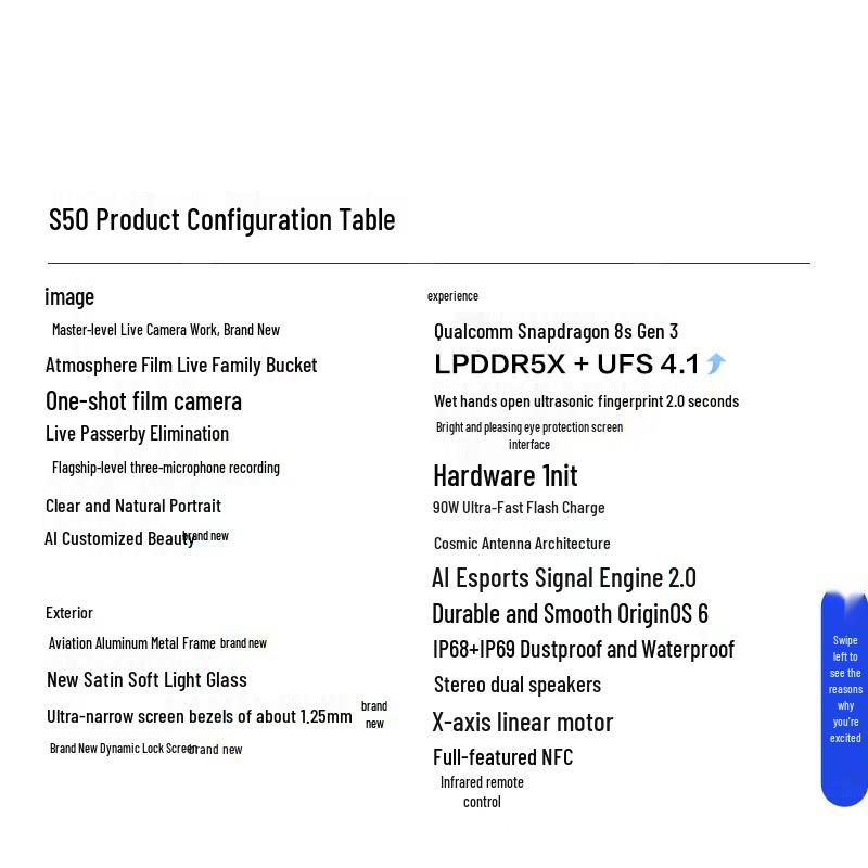 vivo S50 5G AI Camera Smartphone with Snapdragon 8s Gen 3 (CN version)