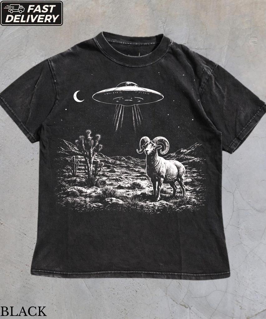 Vintage 90s Bighorn Ufo Graphic T-Shirt,Western Sci Fi Aesthetic Shirt,Alien Desert Shirt,Sci Fi Lover Gift,Outdoor Adventure Shirt