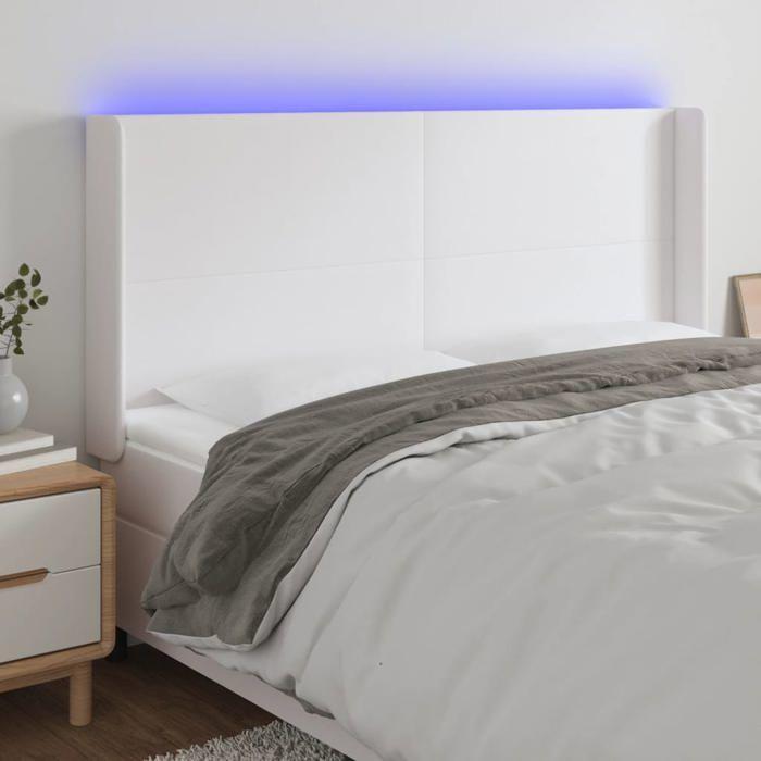 VidaXL LED Headboard Bedroom Furniture Double Bed Accessory Head of Bed Frame Interior White 3123865