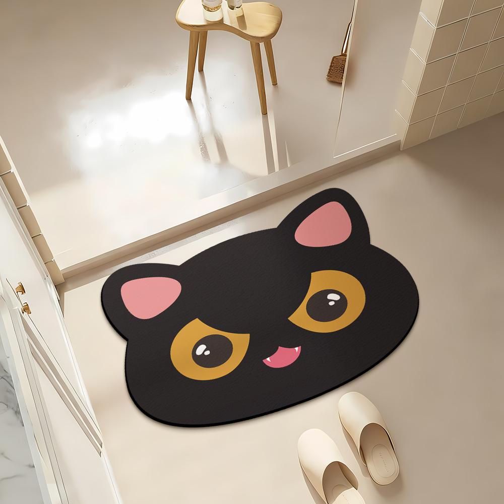Cat Bathroom Mat Quick-Dry Diatomaceous Earth Bath Mat Funny Soft Diatom Mud Absorbent Floor Mat
