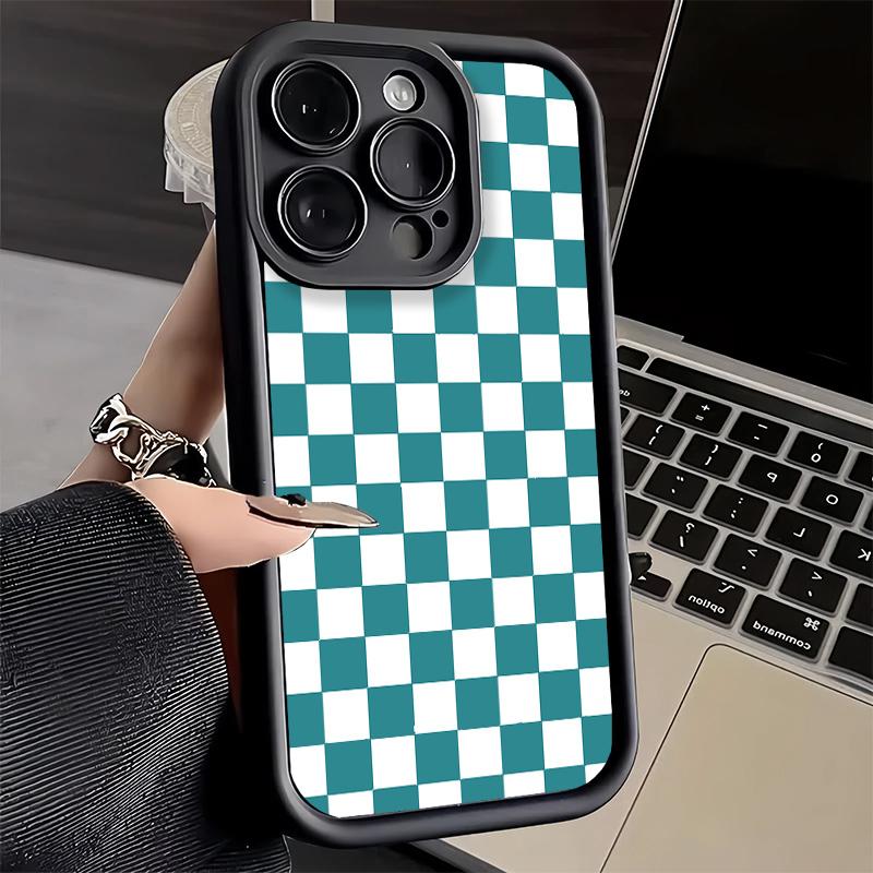 Чехол для телефона iPhone 17 Air 16E 15 16 Pro Max Ретро Классическая Шахматная Доска Клетка Чехол 14 Plus 13 12 Mini Мягкий Силиконовый Funda
