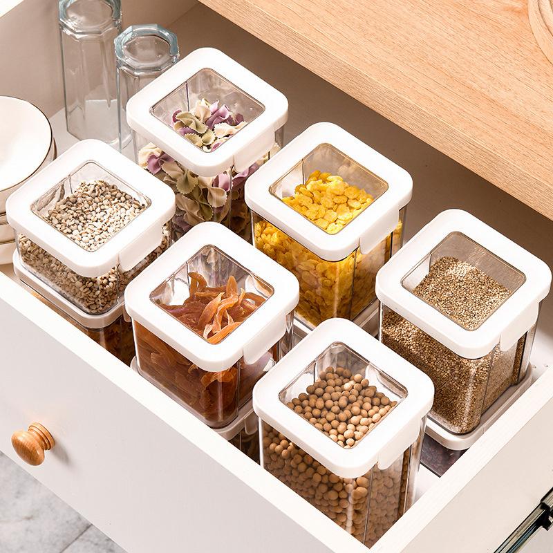 Household Kitchen Sealed Grain Can Multifunctional Snack Storage Box Transparent Visible Moisture-proof Dried Fruit Storage Tank