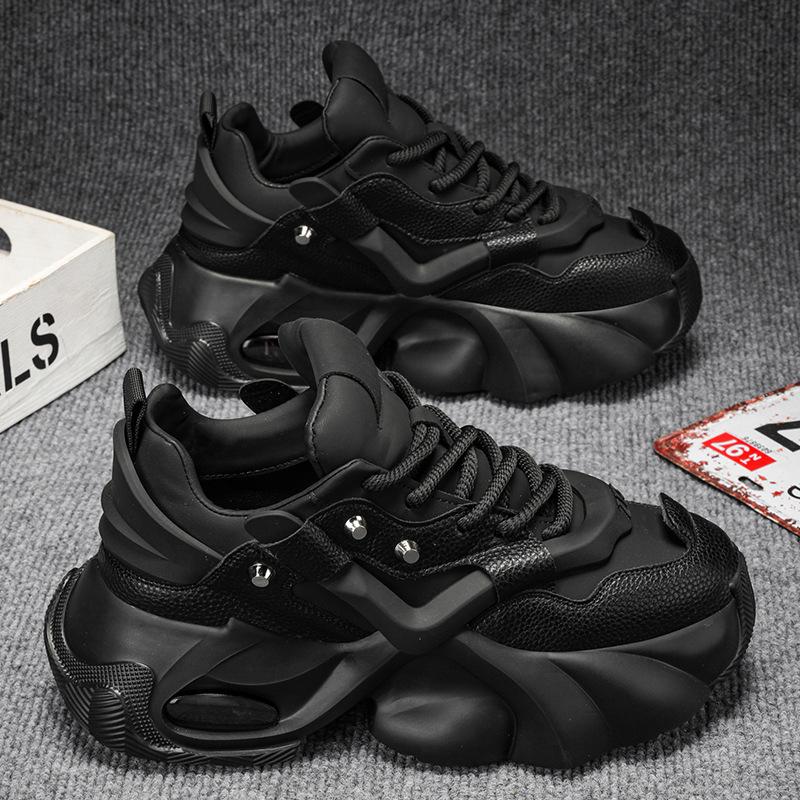 Модные мужские кроссовки на толстой подошве с воздушной подушкой, увеличивающие рост, модные кроссовки для досок, повседневные мужские кроссовки на платформе, папины туфли