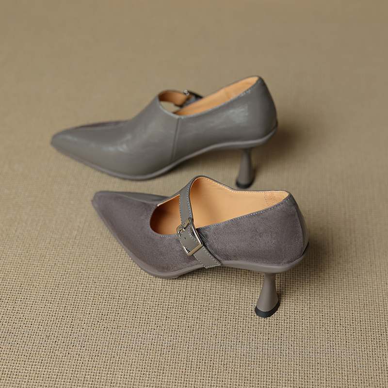 Krazing Pot Натуральная кожа Острый носок Размер 40 Шпилька Высокий каблук Металлическая пряжка Модные Гладиаторы Осенние туфли-лодочки