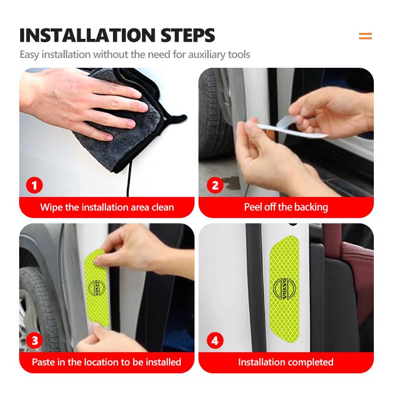 vhndr2 4pcs Car Door Stickers Reflective Warning Auto Door Sticker For Volvo V60 V50 V40 S80 S60 S90 C40 XC40 V70 XC70 XC60 XC90