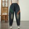 Большой размер винтажный пэчворк высокая талия повседневные свободные женские весенне-летне-осенние джинсы деним брюки гарем