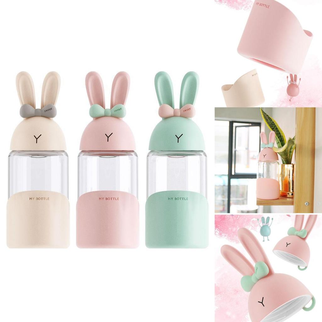 Очаровательная стеклянная бутылка для воды с кроликом для девочек, дорожная кружка с кроликом, чашка для сока