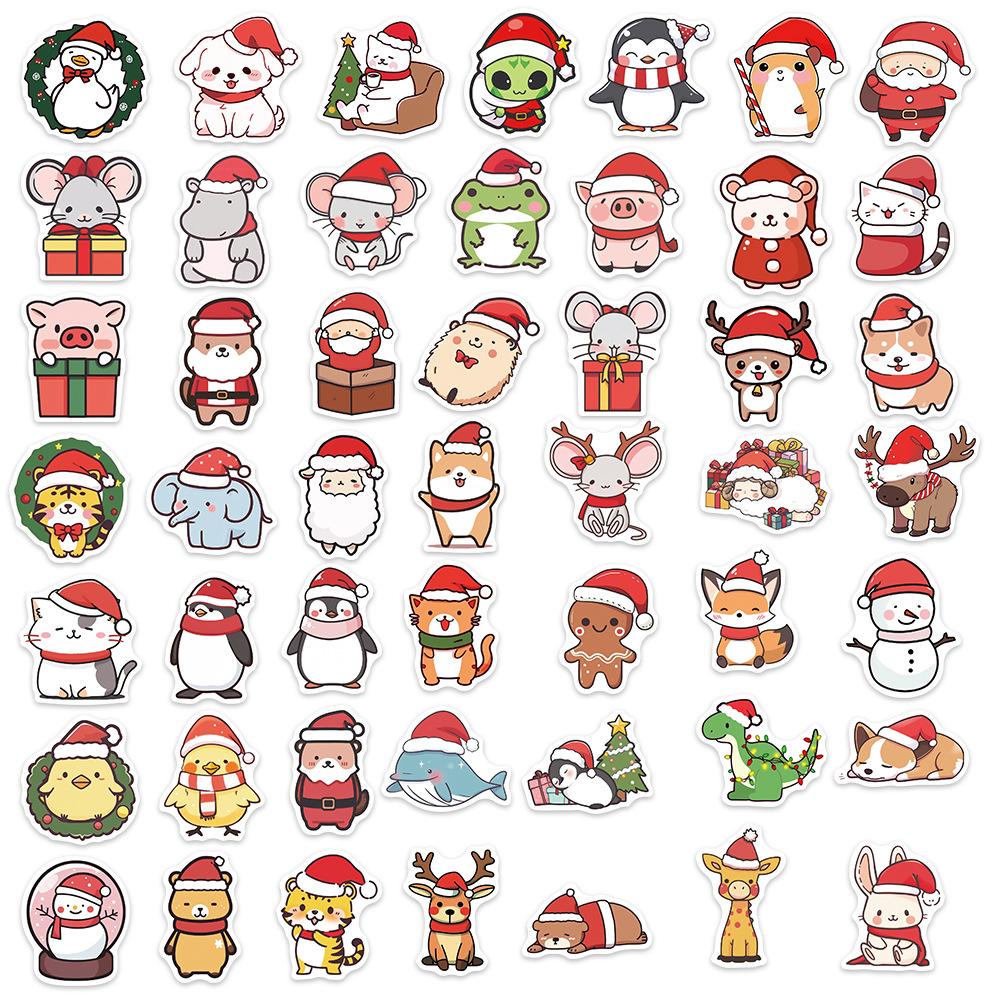 50 Christmas Animal Graffiti Stickers Personalized Decoration Guitar Notebook Suitcase DIY Waterproof Stickers
