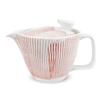 J-kitchens Isayama Kiln Teapot, Small, Hasami Ware, Made In Japan, 240ml, 1-2 Person Capacity, with Tea Strainer, Striped Red