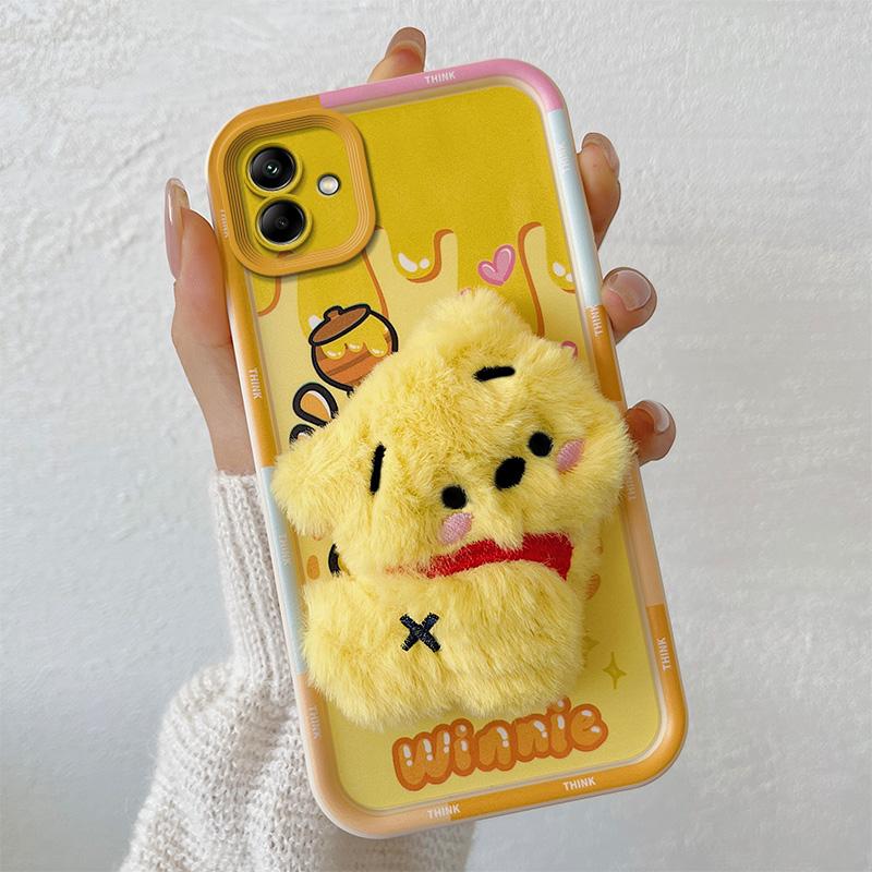 KEYSION Милый 3D мультяшный плюшевый чехол для Samsung A06 4G A05 A04 со шнурком Мягкий силиконовый противоударный чехол для телефона Galaxy A06
