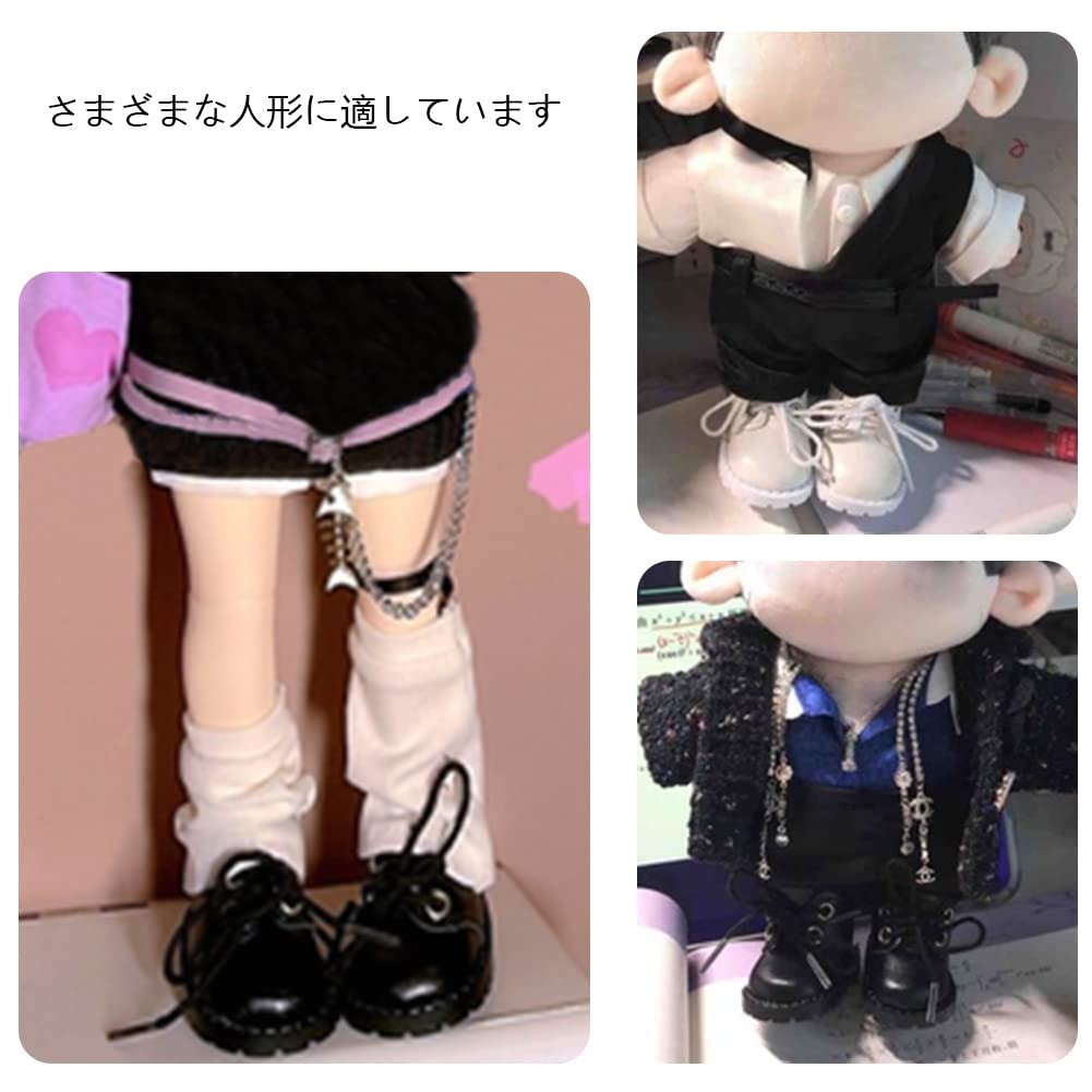 YUYAKESHI Doll 20cm Doll 2 Unisex Leather Shoes and Clothes, Clothes, Pairs, 5.5cm Long, (Black Brown)