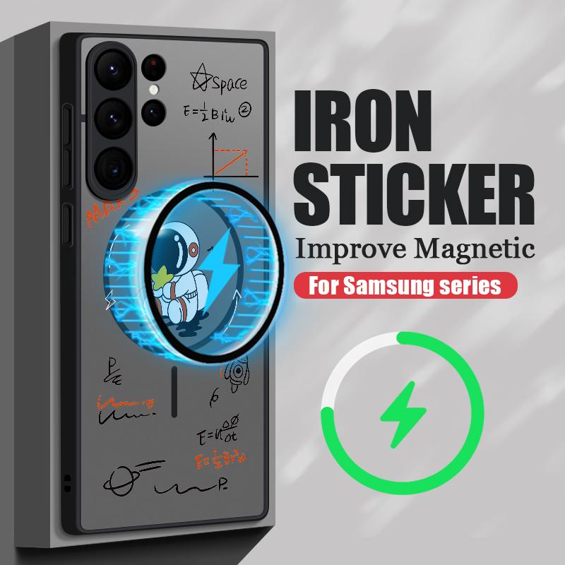 Прозрачный матовый беспроводной магнитный чехол для Samsung S25 Ultra S24 FE S23 Plus S22 S21 противоударный мягкий чехол для телефона