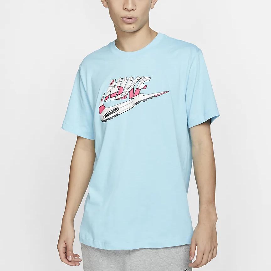 Nike T Shirts Men's Blue Crew Neck Moderate Straight Fit BQ0703-486