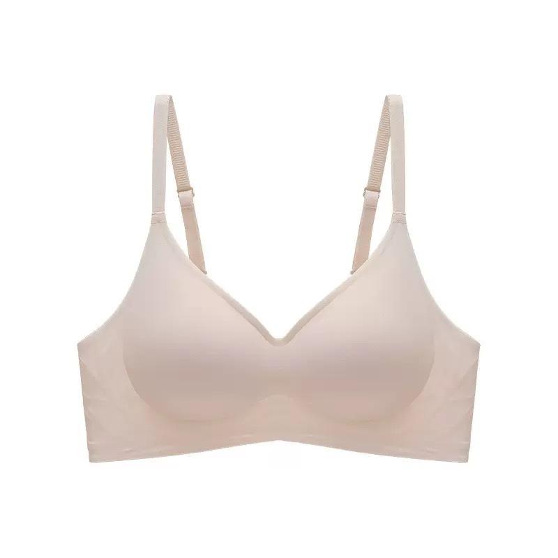 Soft support jelly glue fixed cup ice silk underwear women's summer thin breathable gathering bra cover no trace no steel ring