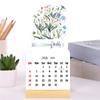 Настольный календарь 2025, креативный настольный календарь с цветочным рисунком на деревянной основе, новогодний ежемесячный календарь-планировщик в форме вазы, перекидной декоративный
