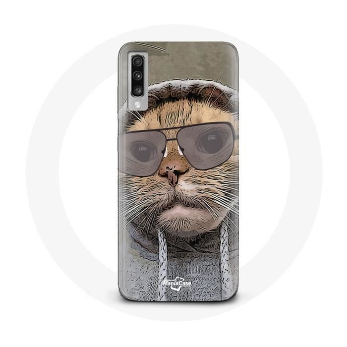 Coque pour Samsung Galaxy A70 Chat avec une capuche photo drole Animaux