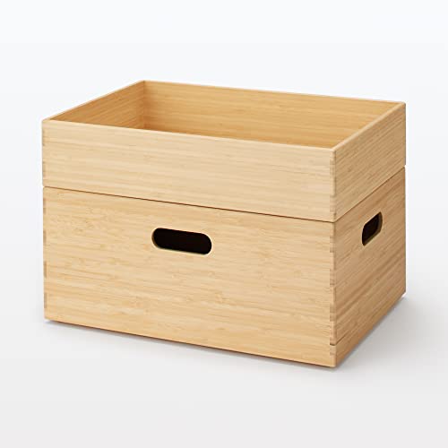 Прямоугольный бамбуковый штабелируемый ящик для хранения MUJI, Средний, 37 см Ш x 26 см Г x 16,5 см В, Артикул 12047308, Подходит для хранения одежды