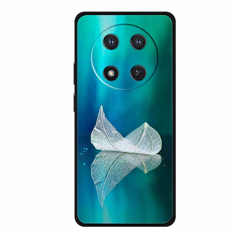 Чехол для Honor X9c X 9 c Цветочки Черный Силикон ТПУ Мягкая Задняя Крышка Для Honor Magic 7 Pro Magic7 5G lite Чехол для Телефона Funda