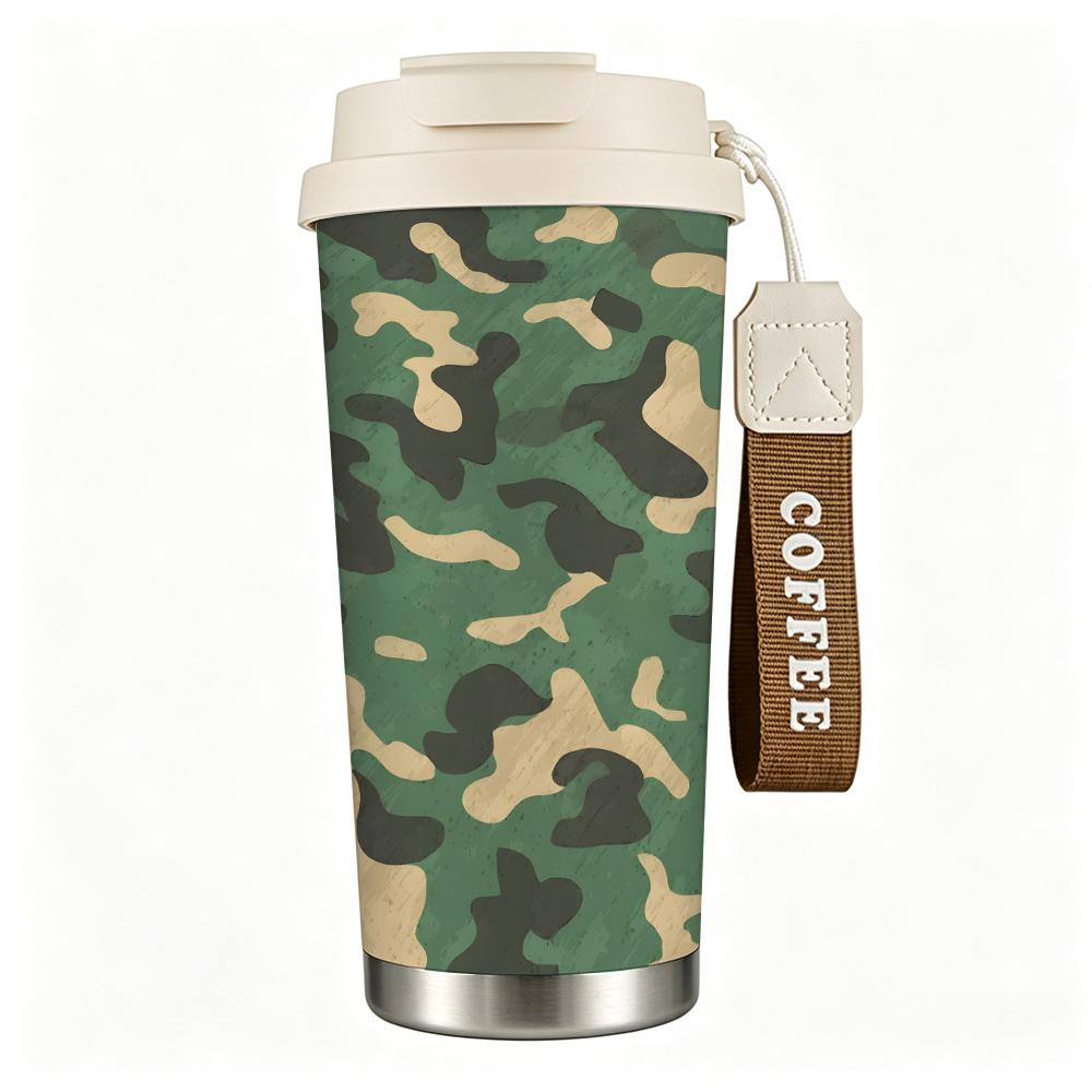 Camo Print Tactical Style Stainless Steel Insulated Coffee Tumbler Vacuum Thermal Cup for Travel Office Hiking Outdoor Activities