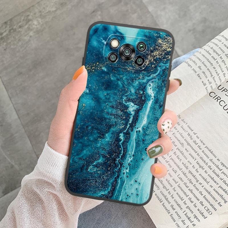 Чехол Poco X3 Pro Pocox3 NFC Роскошный Блестящий Золотая Фольга Океанский Мрамор Силиконовый Мягкий Чехол для Телефона для Xiaomi Poco X3 X5 X6 Pro