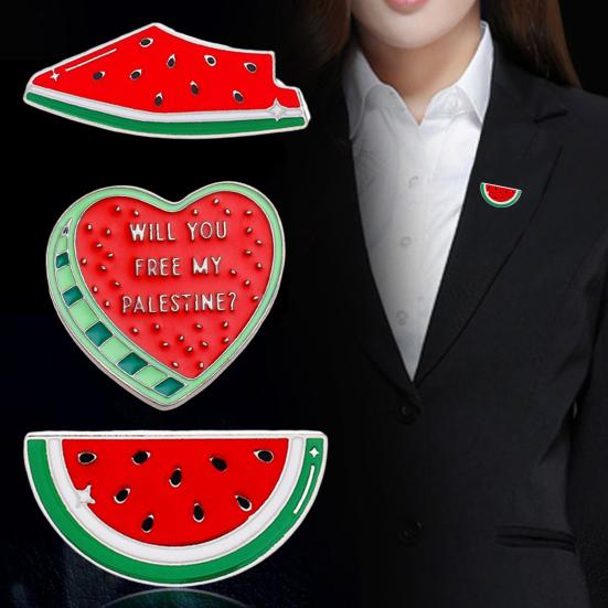 Брошь-булавка, легкий цинковый сплав, значок в форме арбуза, гладкая поверхность, лазерная резка, дизайн, булавка, аксессуар для лацкана