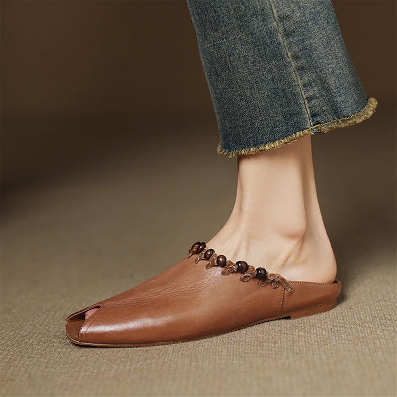 Модные новые летние шлепанцы из натуральной кожи с открытым носком для женщин, модные шлепанцы с рыбьим носком на низком каблуке, женская обувь, плоские туфли, шлепанцы