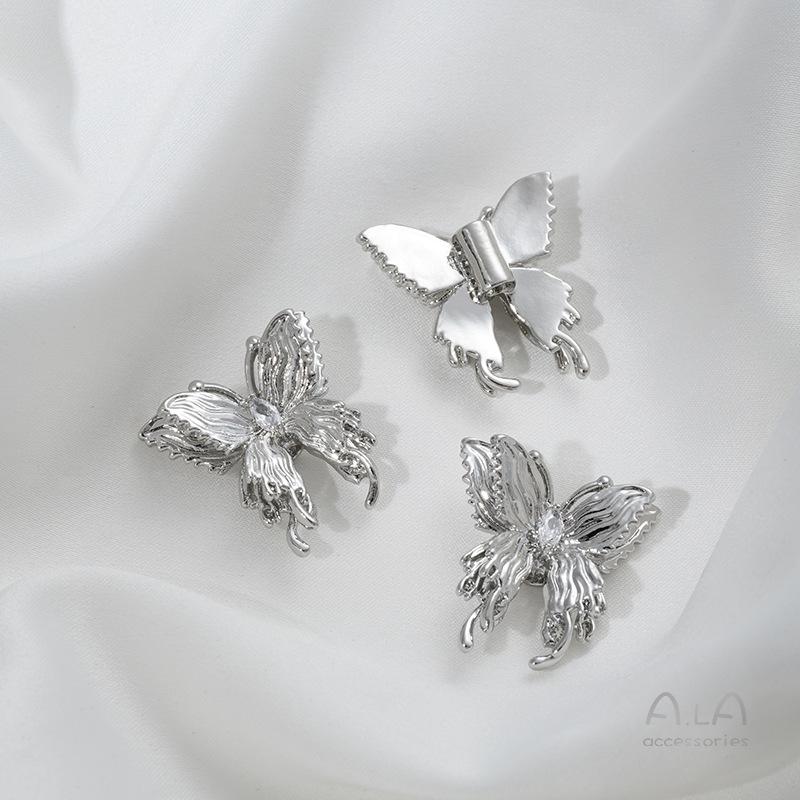 Подвеска-разделитель «Двойная бабочка» 3D с двойным слоем, заполненная золотом 14 карат, для изготовления жемчужных браслетов и ожерелий своими руками