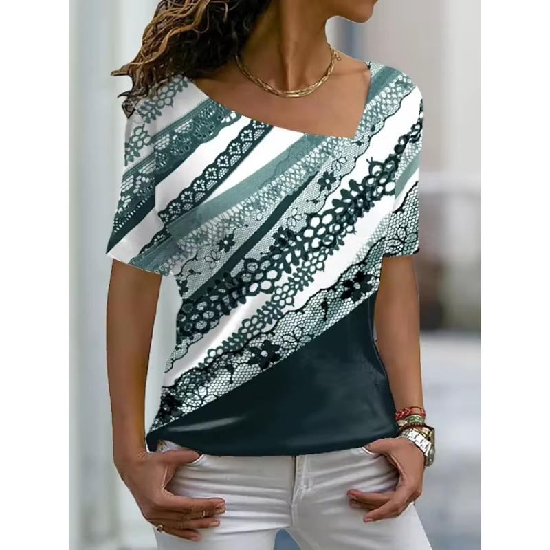 Женская футболка с рисунком, графический принт, V-образный вырез, базовые топы, футболка с коротким рукавом, XS-8XL/3D-печать