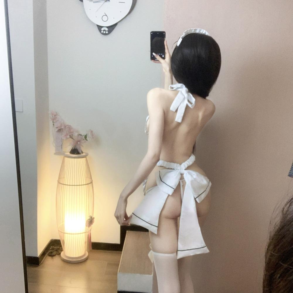 Сексуальное нижнее белье Сексуальный костюм горничной с сердечками Горячий комплект с фартуком и бретелями для ролевых игр Униформа горничной