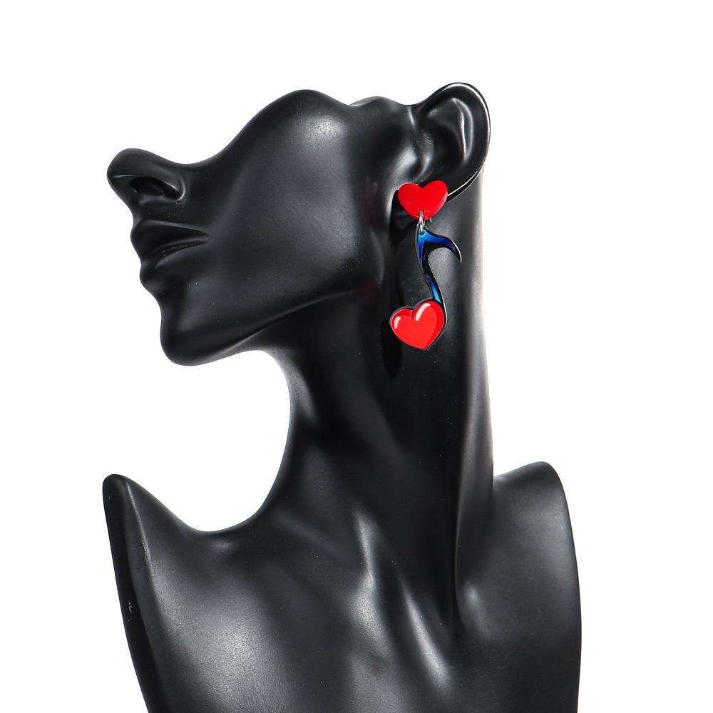 New Music Love Heart Acrylic Earrings for Women Creative Musical Note Peach Drop Earring Trendy Jewelry Valentine's Day Gifts