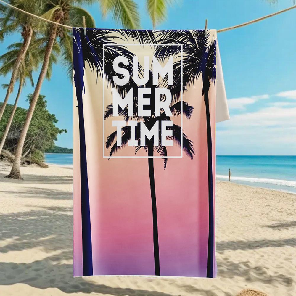 Новое двухстороннее бархатное пляжное полотенце, быстросохнущее спортивное полотенце, банное полотенце с принтом